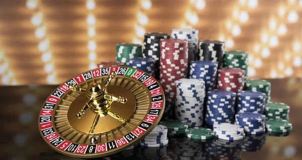 Poker Chips Gaming Table Roulette — Stock Photo, Image