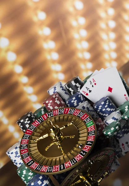 Poker Chips Gaming Table Roulette — Stock Photo, Image