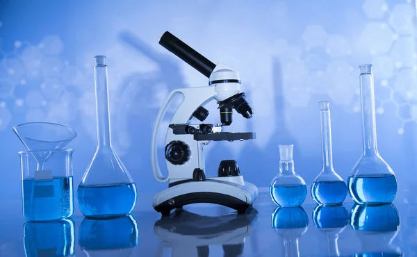 Glaswerk Laboratoriumbekers Wetenschappelijk Experiment — Stockfoto