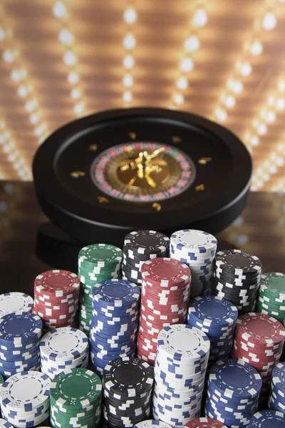 Roleta Rodando Cassino Poker Chips — Fotografia de Stock