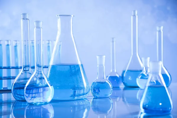 Скляний Посуд Лабораторні Склянки Науковий Експеримент — стокове фото