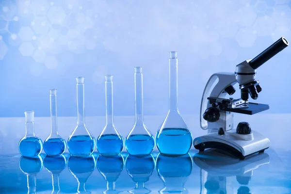 Laboratorio Investigación Desarrollo Vidrio Científico Para Experimento Químico — Foto de Stock