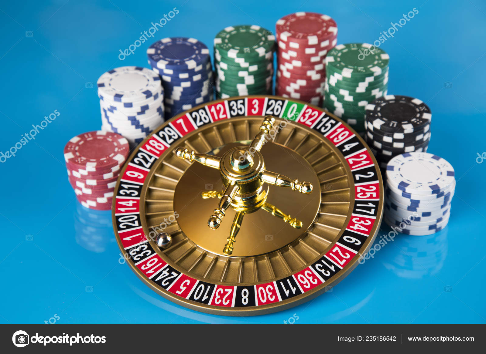 Poker Chips Gaming Table Roulette Wheel Motion Casino Background Stock Photo Image By Janpietruszka 235186542