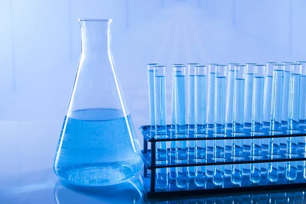 Laboratorio Investigación Desarrollo Vidrio Científico Para Experimento Químico — Foto de Stock