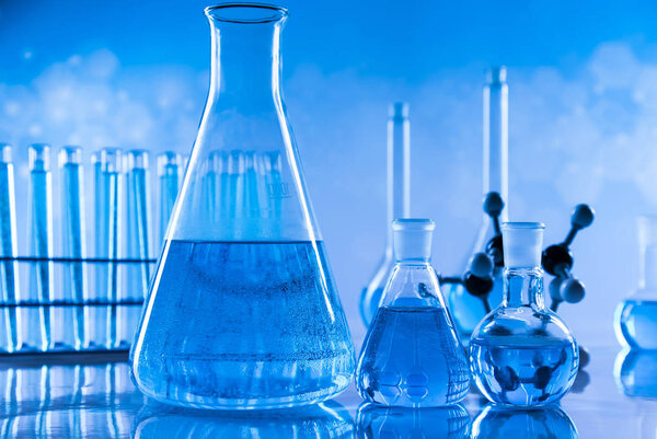 Laboratory Research and Development. Scientific glassware for chemical experiment