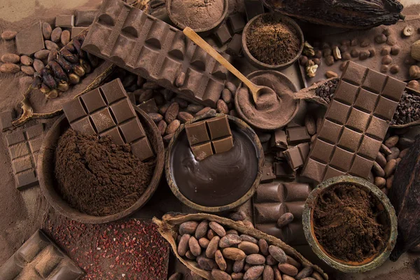 Bares Chocolate Dulces Dulces Alimentos Postre Sobre Papel Natural —  Fotos de Stock