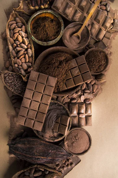 Cacaopod Chocoladereep Dessert Achtergrond — Stockfoto
