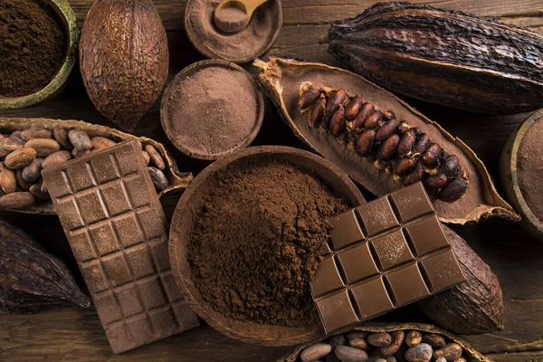 Aromatické Kakao Čokoláda Přírodním Papíře Pozadí — Stock fotografie