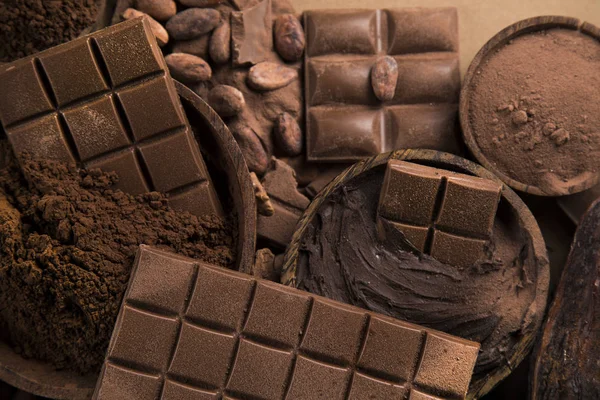 Bars Csokoládé Édesség Édes Desszert Élelmiszer Természetes Papír Háttér — Stock Fotó