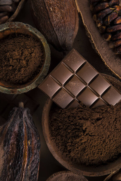 Bars Chocolate , candy sweet, dessert food on natural paper background