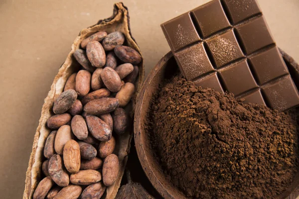 Aromatische Cacao Chocolade Natuurlijke Papieren Ondergrond — Stockfoto