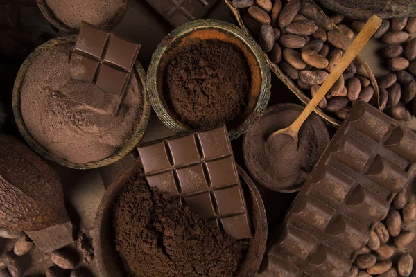 Bars Chocolade Snoep Zoet Dessert Voedsel Natuurlijke Papieren Achtergrond — Stockfoto