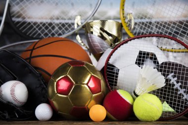 Ekipmanlı spor topları, kazanan arkaplan