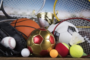 Spor ekipmanları ve topların arka planı