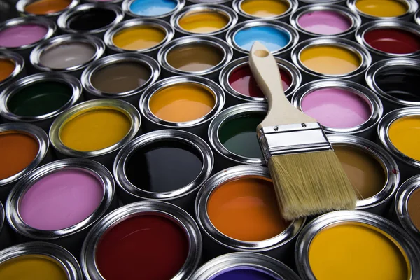 Paintbrush Cans Color — Stock Photo, Image