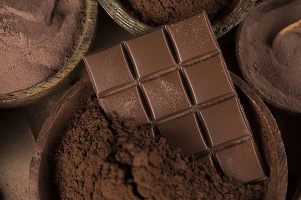 Kakaó Hüvely Csokoládé Bár Élelmiszer Desszert Háttér — Stock Fotó