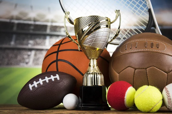 Winner Trophy Sport Equipment Balls — Stock Photo, Image