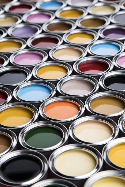 Collection Colored Paints Cans — Stock Photo, Image