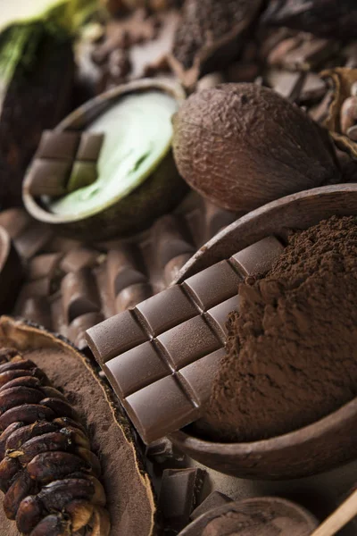 Cocoa Pod Chocolate Bar Food Dessert Background — Stock Photo, Image