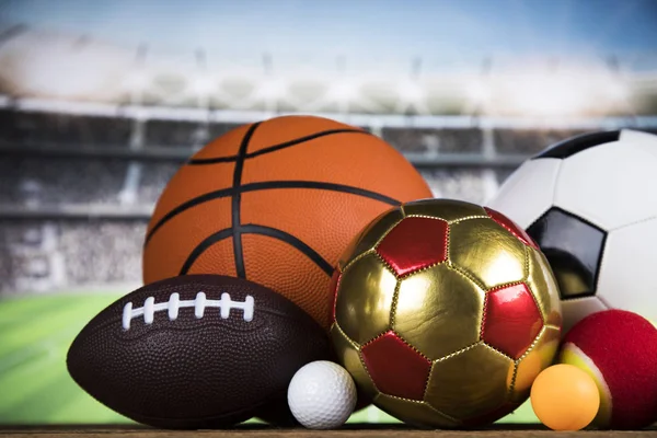 Sportbollar Med Utrustning Vinnare Bakgrund — Stockfoto