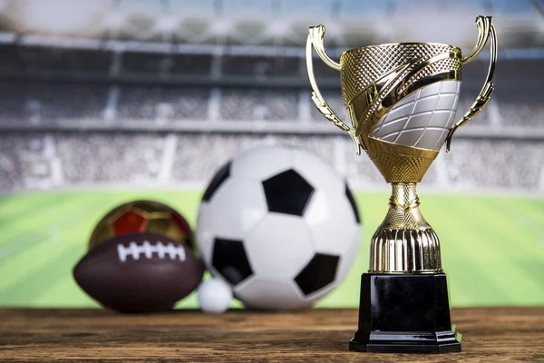 Conceito Vencedor Campeonato Taça Troféu Fundo Esporte — Fotografia de Stock