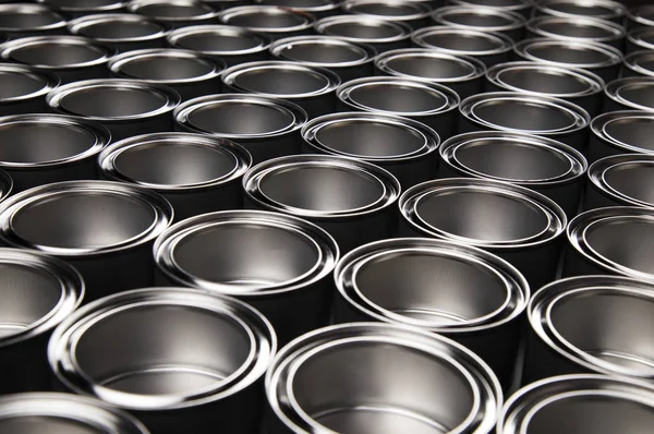 金属錫塗料缶の背景 — ストック写真