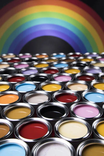 Sammlung Farbiger Farbdosen — Stockfoto