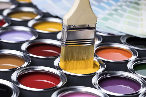 Paintbrush Cans Color — Stock Photo, Image