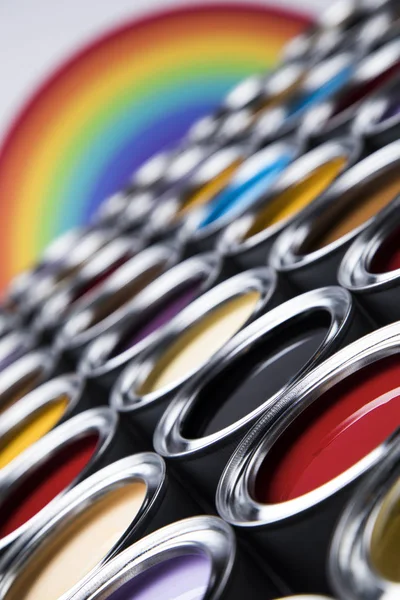 Tavolozza Dei Colori Lattina Sfondo Colori Arcobaleno — Foto Stock
