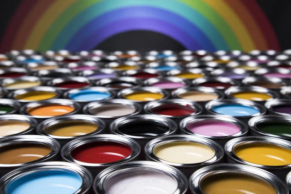 Χρώμα Παλέτα Μπορεί Rainbow Χρώματα Φόντο — Φωτογραφία Αρχείου