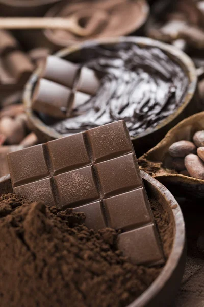 Milch Und Dunkle Schokolade Süßer Hintergrund — Stockfoto