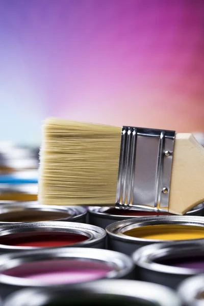 Paintbrush Cans Color — Stock Photo, Image