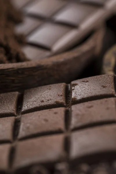Chocolade, snoep zoet, dessert voedsel op natuurlijke papier pagina — Stockfoto