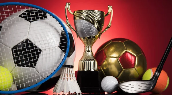 Sport stadium background, Trophy for champion — Stock Photo, Image