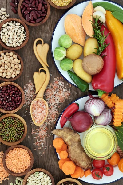 Żywność Dla Zdrowia Dobrego Samopoczucia Koncepcja Świeżych Warzyw Zioła Suszone — Zdjęcie stockowe
