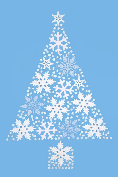 Sněhová Vločka Abstraktní Vánoční Strom Modrém Pozadí Slavnostní Blahopřání Pro — Stock fotografie