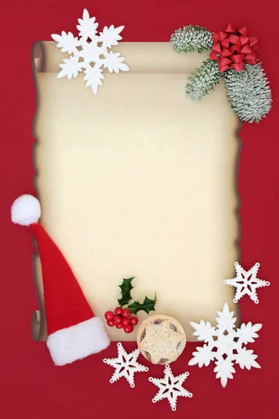 Carta Concepto Santa Claus Invitación Fiesta Con Papel Pergamino Blanco — Foto de Stock