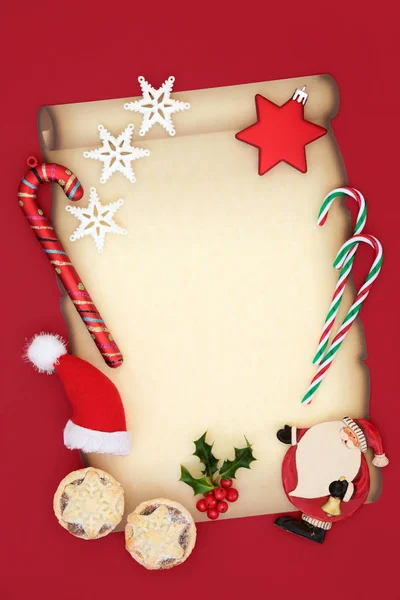 Letter Santa Claus Christmas Eve Concept Party Invitation Blank Parchment — Stock Photo, Image
