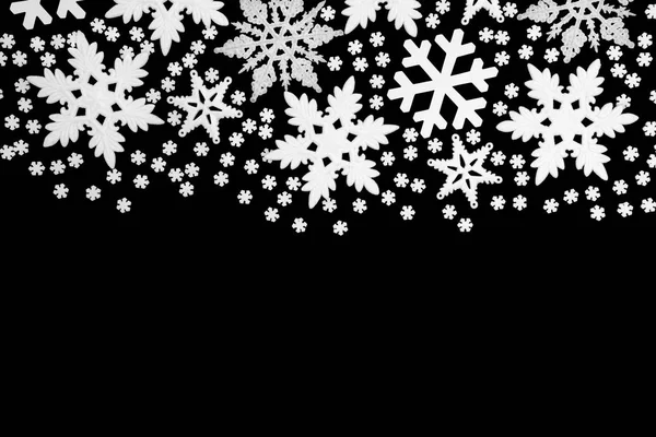 Schneeflocke Weihnachten Und Winter Abstrakten Hintergrund Rand Auf Schwarz Mit — Stockfoto