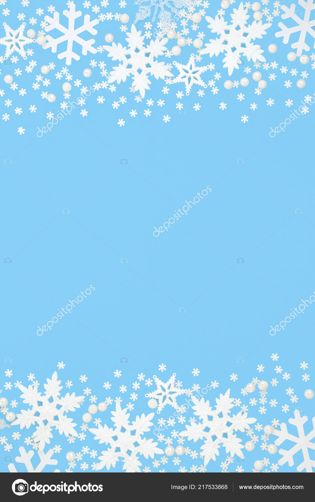 Borde Fondo Copo Nieve Abstracto Sobre Fondo Azul Tarjeta Festiva — Foto de  stock #217533868 © marilyna, image size:1067x1700