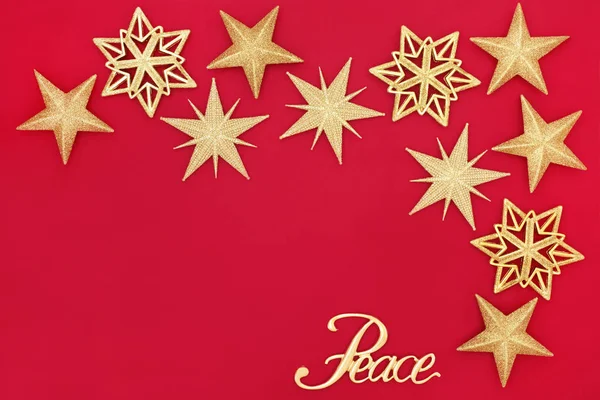 Weihnachten Abstrakten Hintergrund Mit Gold Glitzer Christbaumschmuck Und Peace Zeichen — Stockfoto