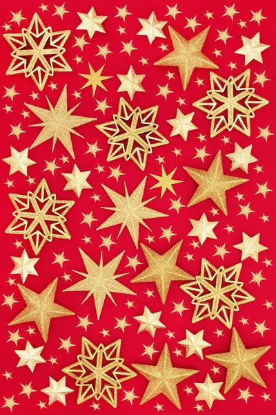 Abstrato Estrela Ouro Natal Bauble Decorações Formando Fundo Cartão Festivo — Fotografia de Stock