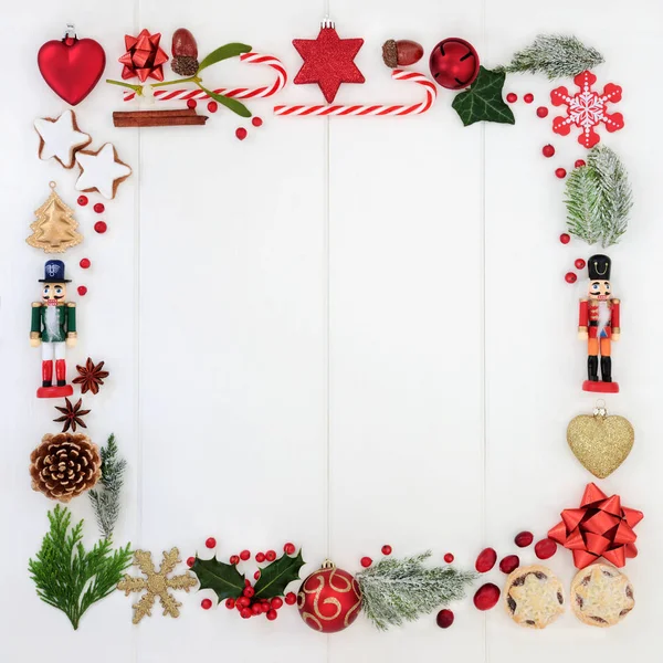 Couronne Carrée Abstraite Noël Avec Une Sélection Symboles Traditionnels Compris — Photo