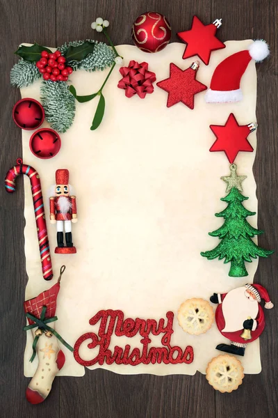 Blanko Brief Weihnachtsmann Oder Party Einladung Mit Frohem Weihnachtsschild Auf — Stockfoto