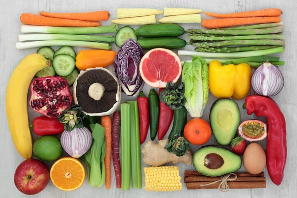 Gesundes Ernährungskonzept Für Sauberes Essen Mit Frischem Obst Gemüse Und — Stockfoto