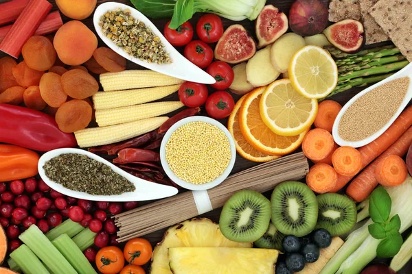 Alimento Saludable Para Adelgazar Con Verduras Frutas Granos Hierbas Especias —  Fotos de Stock