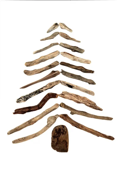 Abstract Driftwood Tree Design White Background Environmental Design Concept — Stock Photo, Image