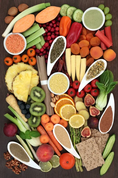 Reformkost Für Diät Und Gewichtsreduktion Mit Gemüse Obst Getreide Vollkornnudeln — Stockfoto