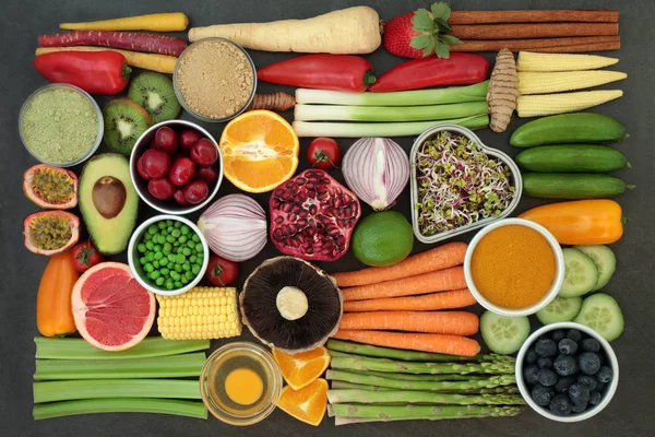 Gezondheid Van Voedsel Voor Schoon Eten Concept Met Vers Fruit — Stockfoto