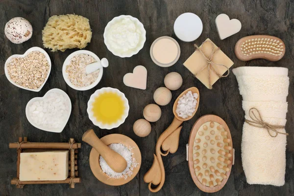 Naturlig Hudvård Och Kroppen Hand Ingredienser Och Produkter Hälso Och — Stockfoto